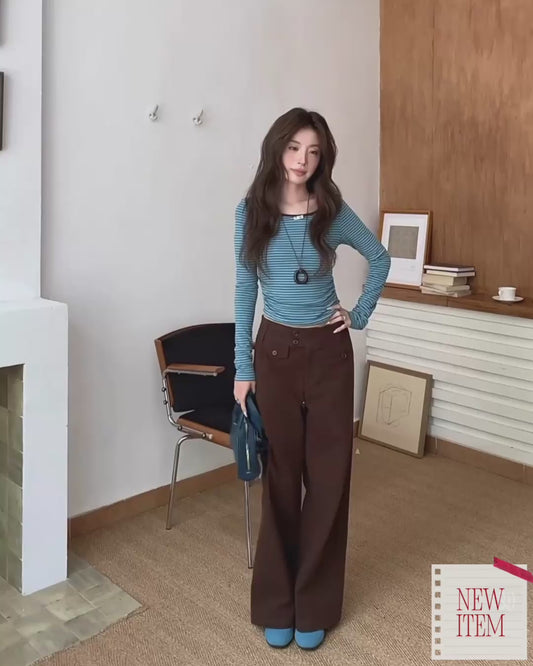 ブラウンストレートレッグパンツ